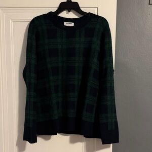 Old Navy Women’s Plaid Crewneck Sweater - Green and Black